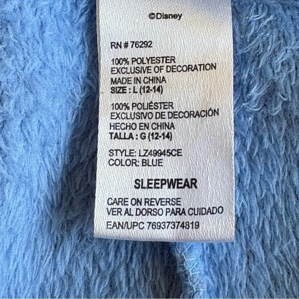 Disney Lilo & Stitch Fleece Onesie Pajamas Hooded Blue unisex 12–14